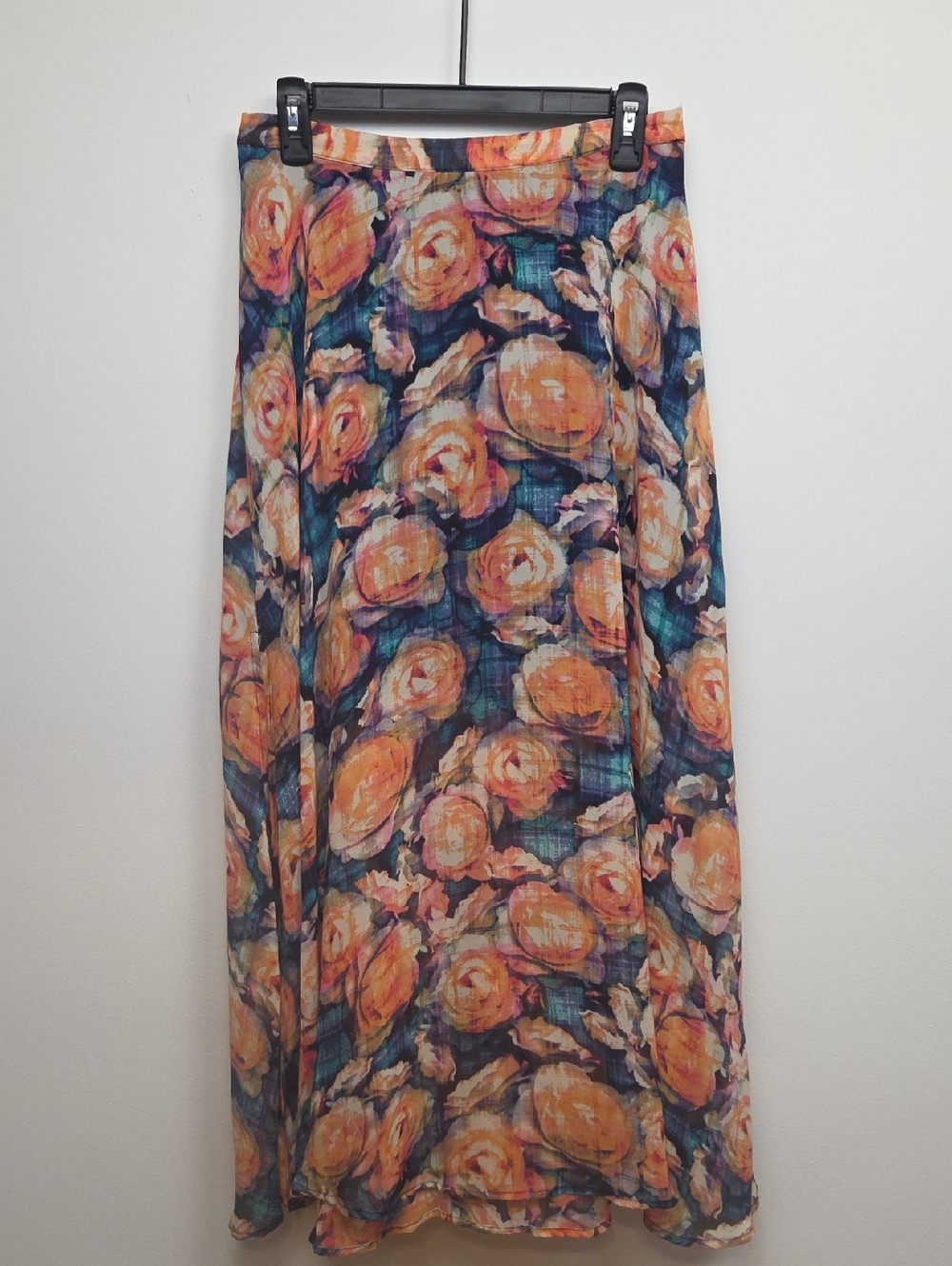 Y2K Decree Floral Watercolor Side-Zip Flowy Artsy Maxi Peasant Skirt Size Medium